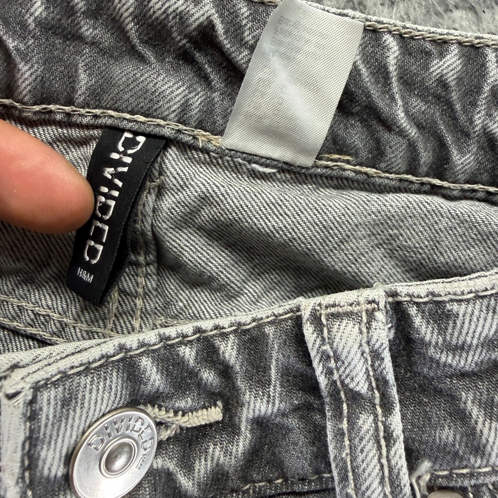 H&M Divided Jeans Women 0 Gray Cotton Denim Wide-Leg Travel Workwear Dark Wash - Picture 3 of 12